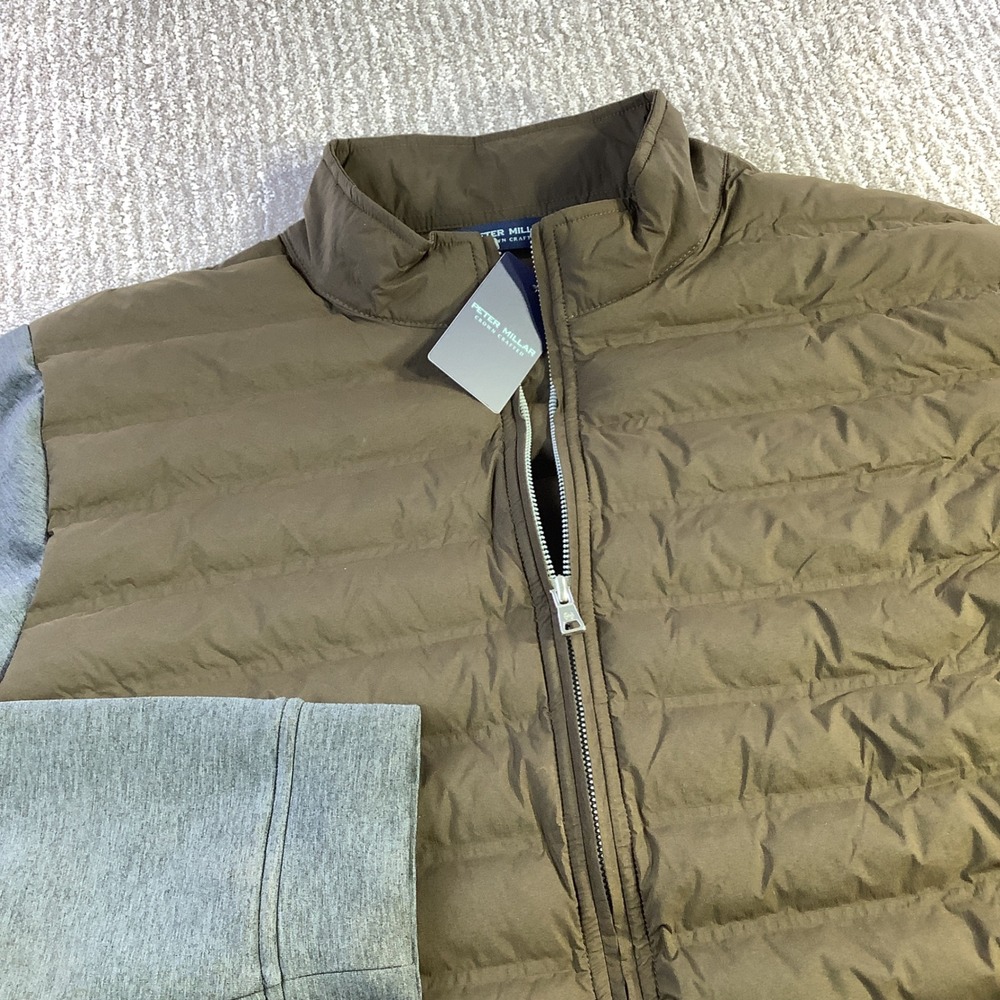 Peter Millar Crown Crafted Winsome Hybrid Puffer Jacket Olive Brown Grey XXL NWT